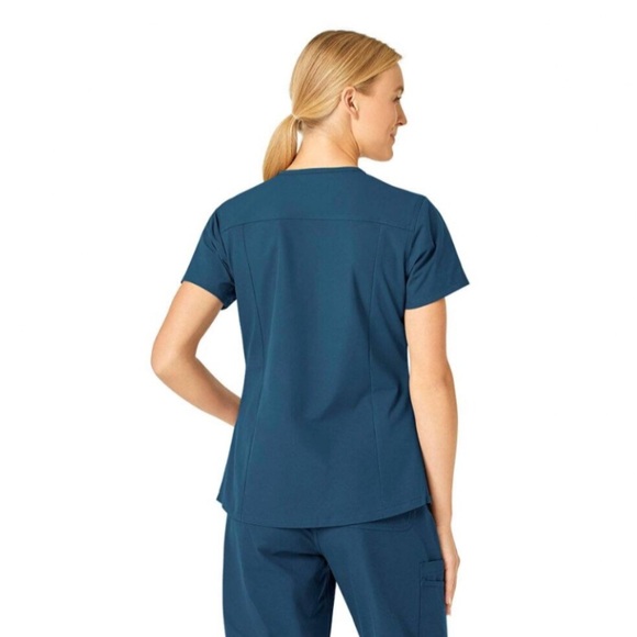 CARHARTT Force Essentials V-Neck Scrub Top in Caribbean Blue - Picture 2 of 10